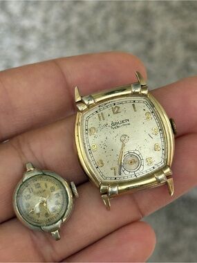 Gruen vintage Veri-Thin Gold Tone Vintage Watch Face gold (not working)